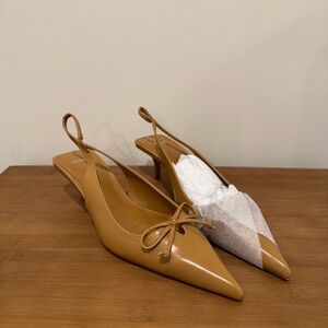 NWT Mango Tan Pointed Slingback Heels